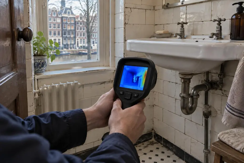 Lekdetectie Cothen – badkamer met oude leidingen achter de tegels