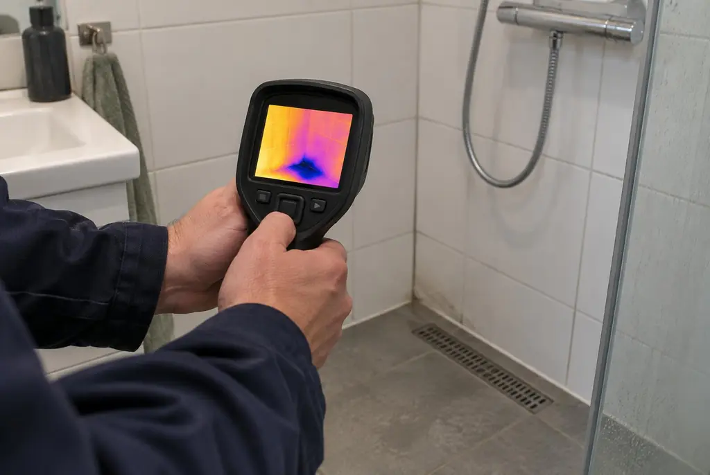 Lekdetectie Cothen – lekdetectiespecialist met warmtebeeldcamera in een badkamer